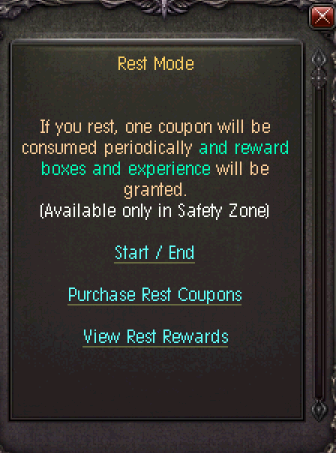 Rest Mode Menu